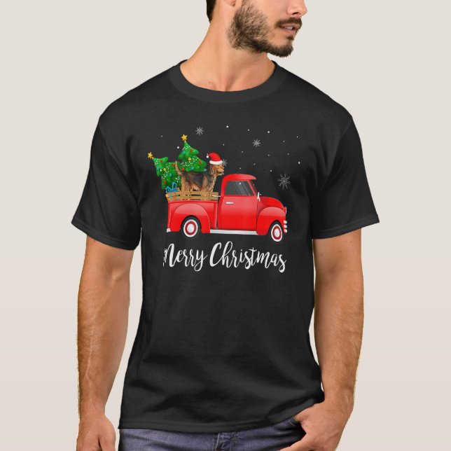 Otterhound Welsh Corgi Red Truck Christmas Tree Do T-Shirt (Front)