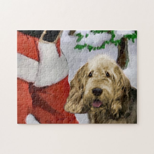 Otterhound With Santa Christmas  Jigsaw Puzzle (Horizontal)