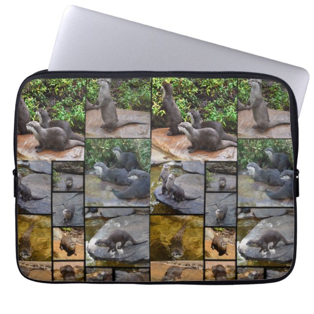 **"Otterly Adorable: A Photo Collage of Otters Laptop Sleeve (Front)