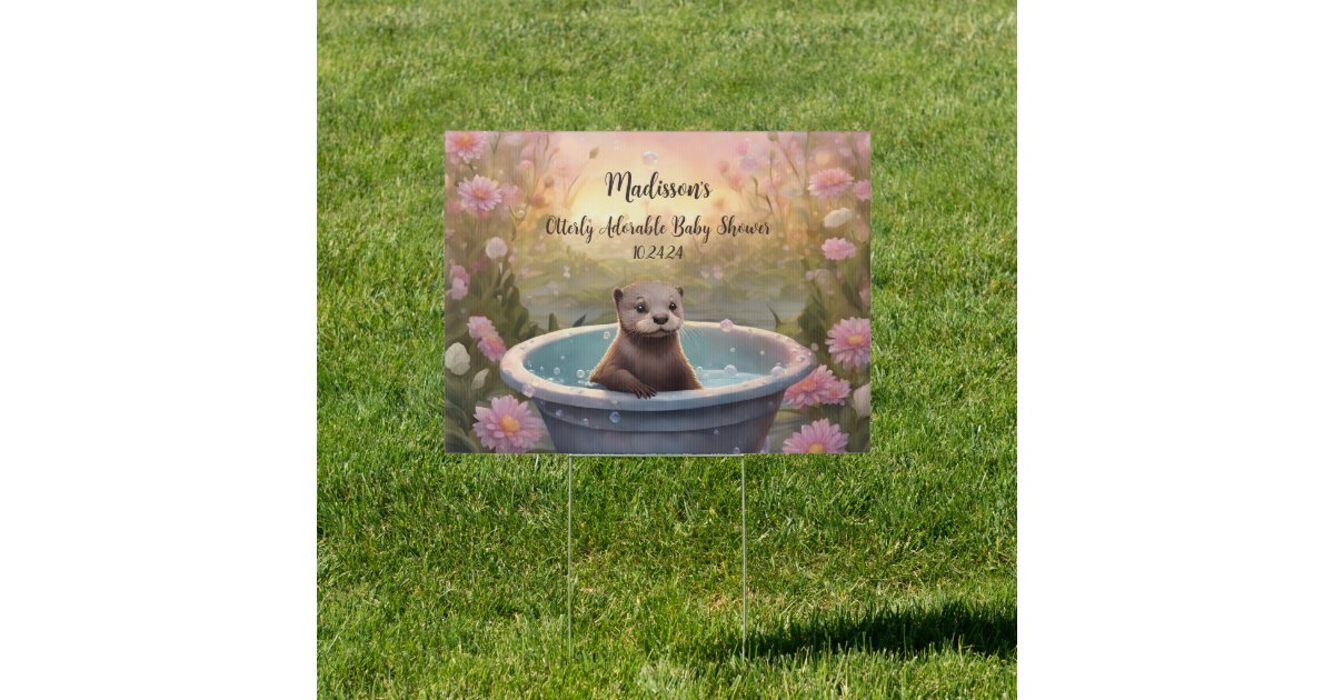 Otterly Adorable Baby Shower Sign | Zazzle