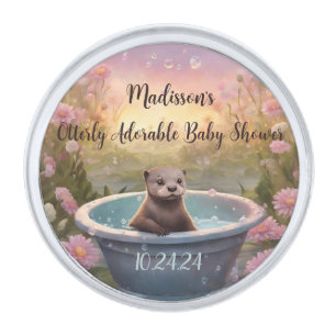 Otterly Adorable Baby Shower Silver Finish Lapel Pin