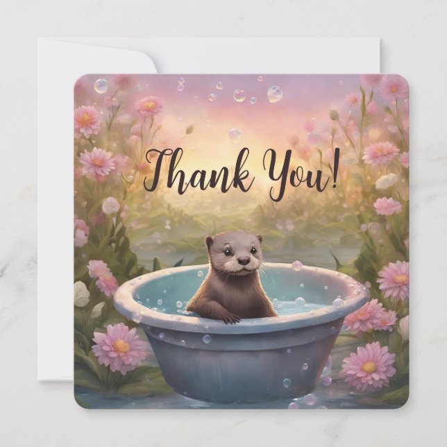 Otterly Adorable Baby Thank You Card (Front)