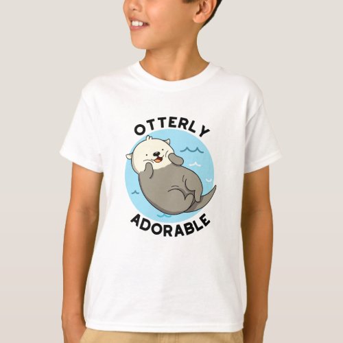 Otterly Adorable Funny Floating Otter Pun T_Shirt