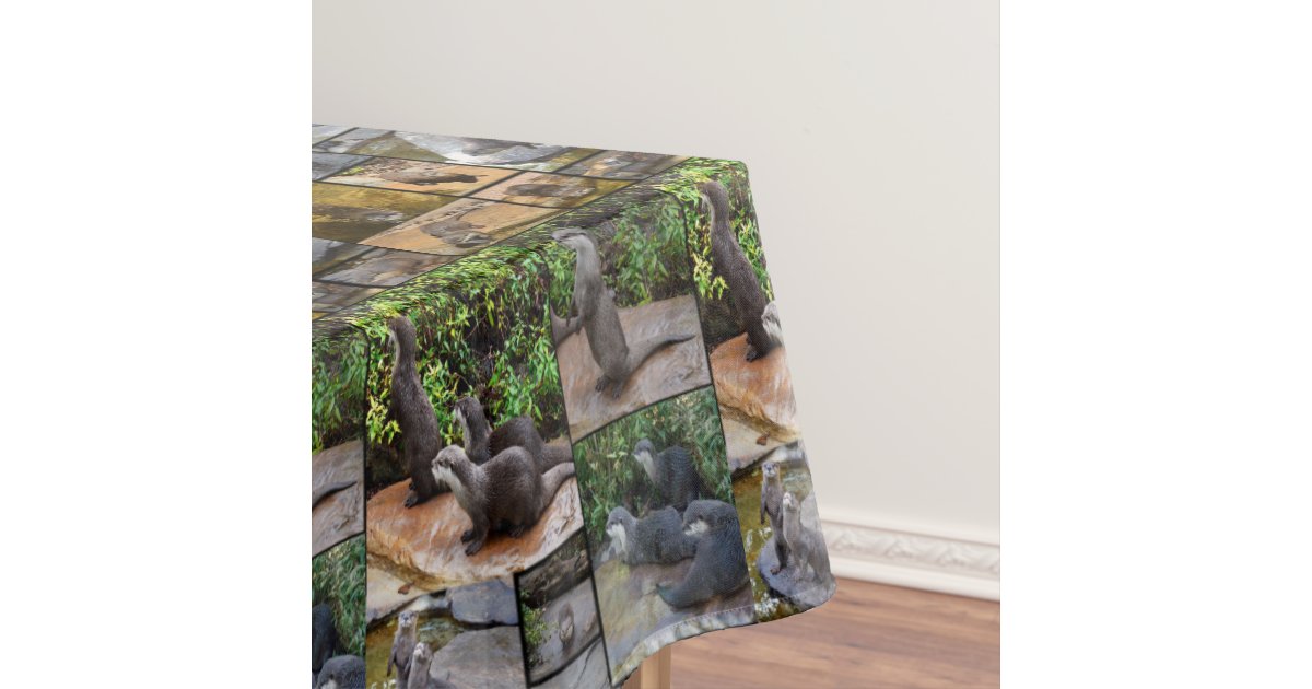 Otterly Adorable Otter Photo Collage, Tablecloth Zazzle