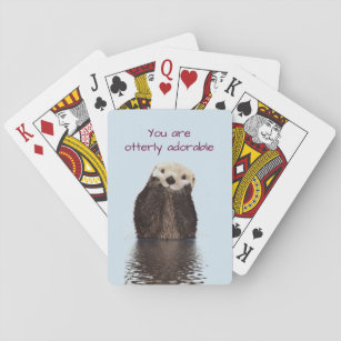 Otterly Adorable Pun with Cute Otter Photo Playing Cards