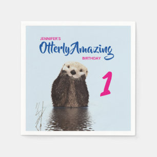 Otterly Amazing Birthday Cute Otter Photo Napkins