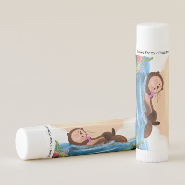  Otterly Amazing Cute Otter Illustrated Lip Balm (Front)