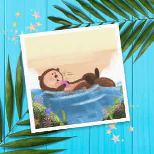 Otterly Amazing Cute Otter Illustrated Napkins