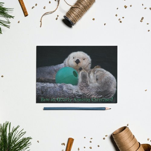 Otterly Amazing Sea Otters Holiday Postcard