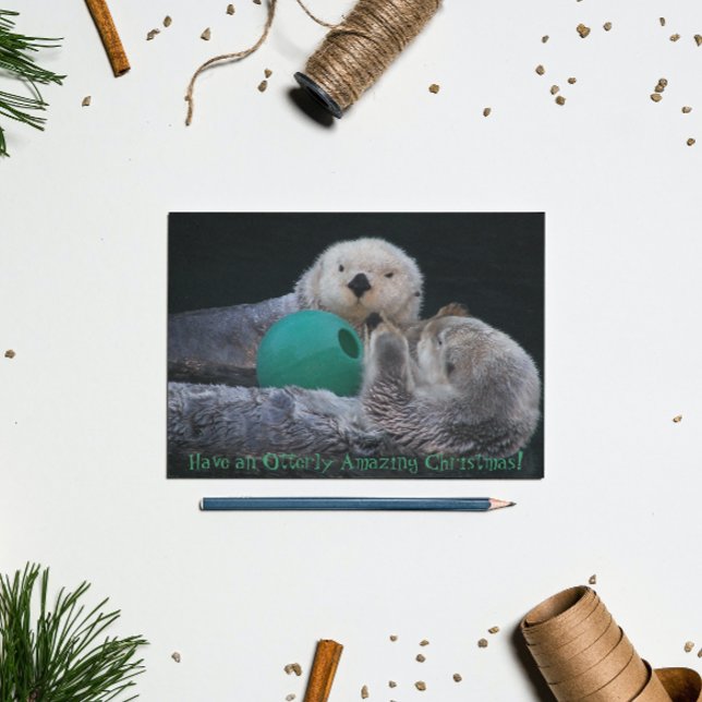 Otterly Amazing Sea Otters Holiday Postcard (In Situ)
