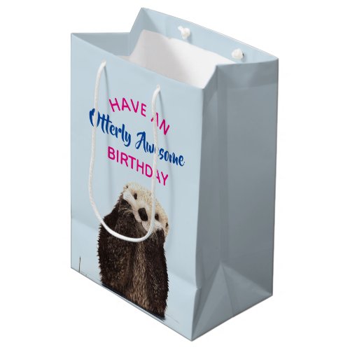 Otterly Awesome Birthday Cute Otter Pun Medium Gift Bag