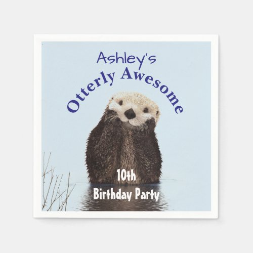Otterly Awesome Birthday Party Otter Paper Napkins