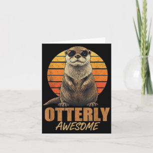 Otterly Awesome Retro Sunset Sea Otter Lover Graph Card