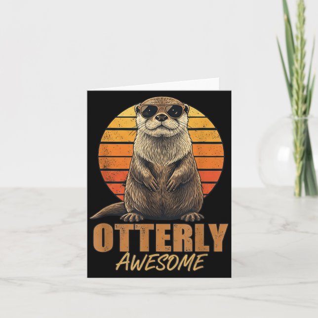 Otterly Awesome Retro Sunset Sea Otter Lover Graph Card (Front)
