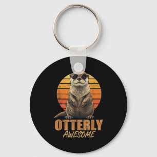 Otterly Awesome Retro Sunset Sea Otter Lover Graph Keychain