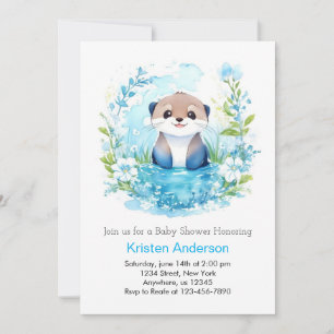 Otterly Blissful Wildflower Boy Baby Shower Invitation