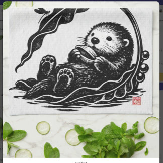 OTTERLY CONTENT • StillWood • Sea Otter Kitchen Towel