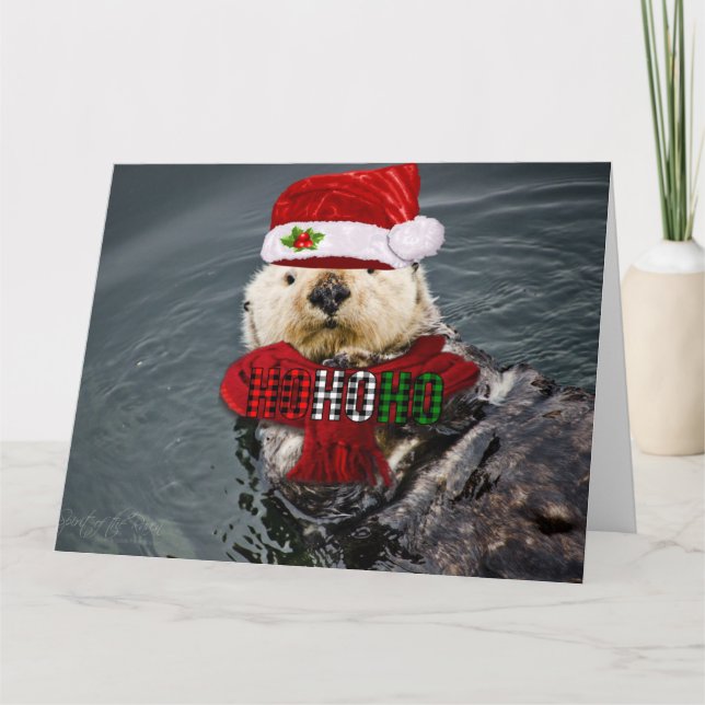 otterly cute Sea Otter Christmas greeting card (Front)