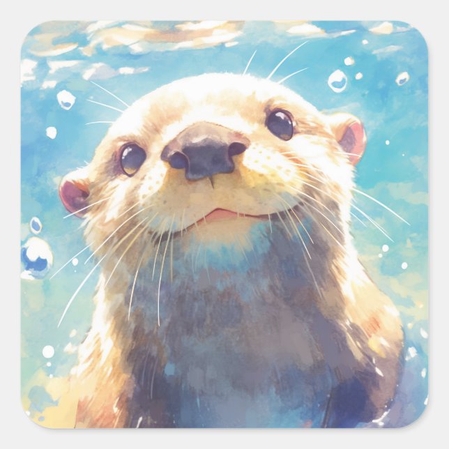 Otterly Delightful A Watery Adventure Square Sticker (Front)