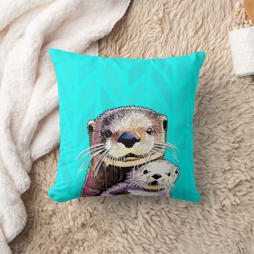 Otterly Delightful Otter Throw Pillow