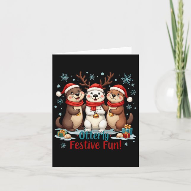 Otterly Festive Fun Christmas Otter Animals Animal Card (Front)