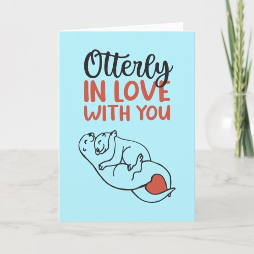 Otterly In Love Otter Pun Funny Valentines Day Holiday Card