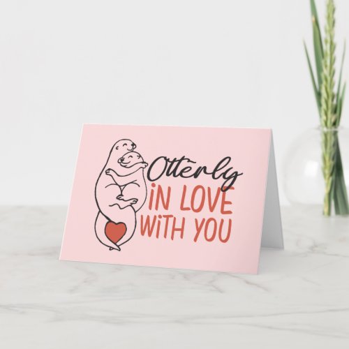 Otterly In Love Otter Pun Funny Valentines Day Holiday Card