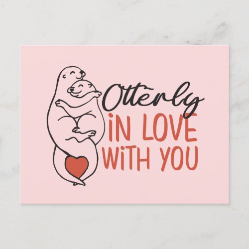 Otterly In Love Otter Pun Funny Valentines Day Postcard