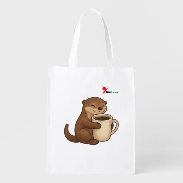 "Otterly Obsessed with Coffee" Reusable Tote Bag (Front)