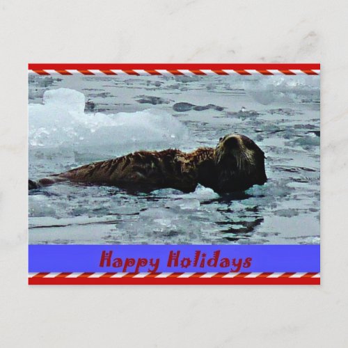 otterly Terrific Sea otter holiday postcard