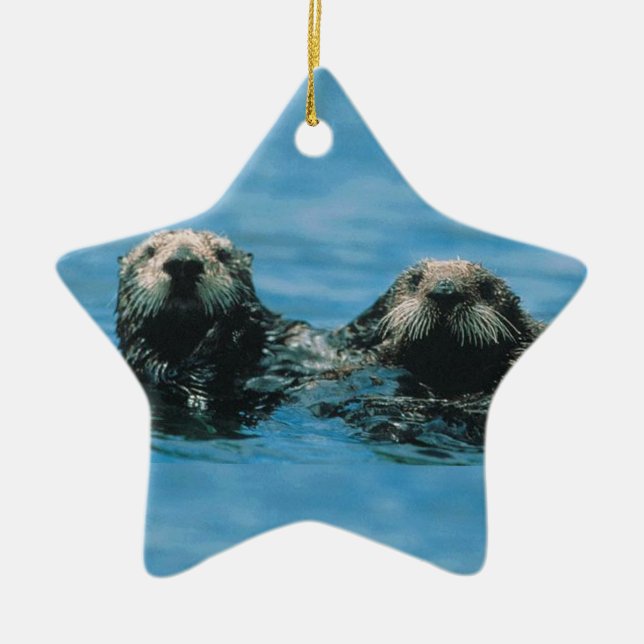 Otters Ceramic Ornament (Front)