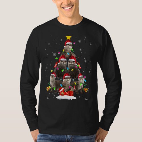 Otters Christmas Tree Funny Santa Otter Lover Tee