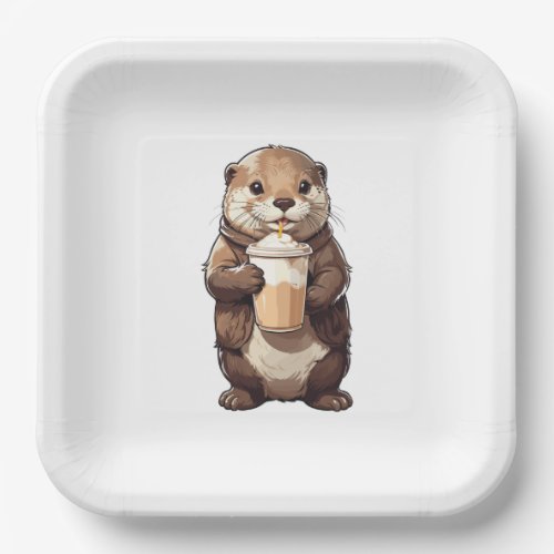 Otters Daily Dose of Coffee Paper Plates