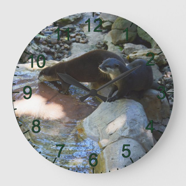 Otters Drinking, Wall Clock (Front)