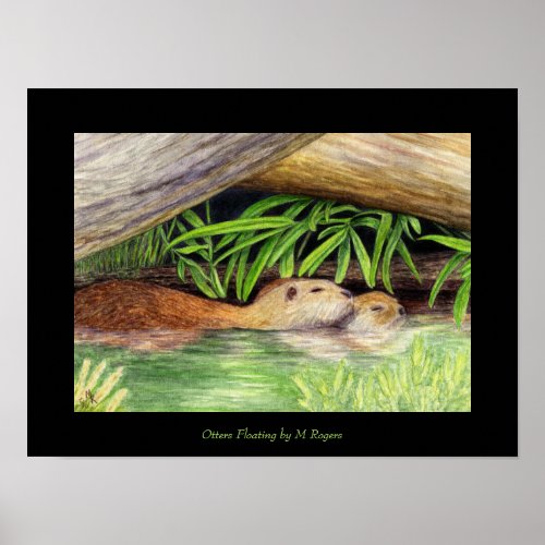 Otters Floating Art Print