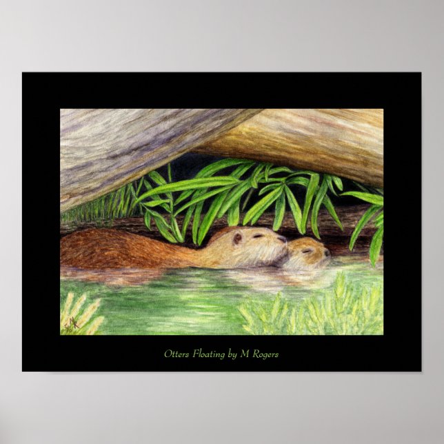 Otters Floating Art Print (Front)