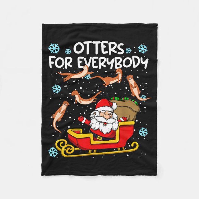 Otters For Everybody Santa Funny Christmas Otter  Fleece Blanket (Front)