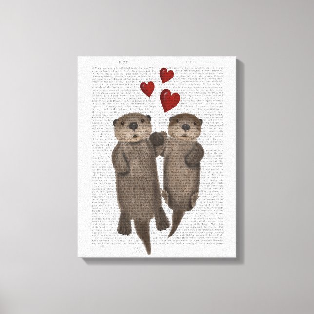 Otters Holding Hands Canvas Print (Front)