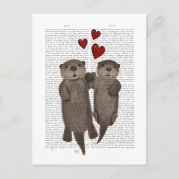 Otters Holding Hands Postcard by worldartgroup at Zazzle