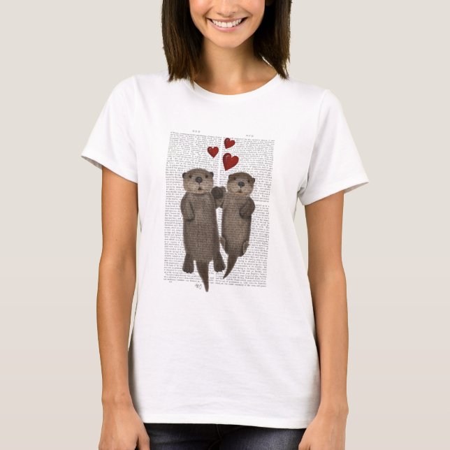 Otters Holding Hands T-Shirt (Front)