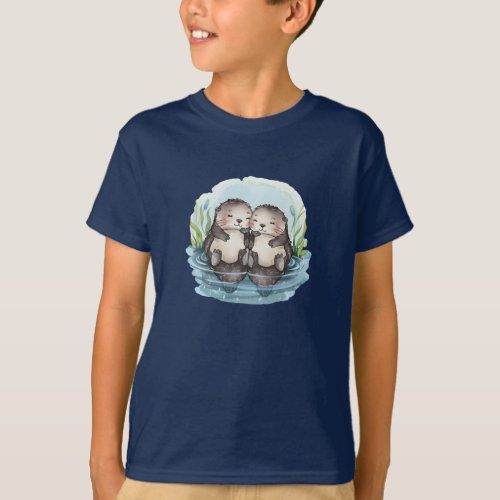 Otters Holding Hands T_Shirt