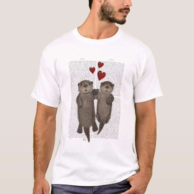Otters Holding Hands T-Shirt (Front)