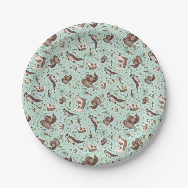 Otters in Blue Paper Plates (Front)