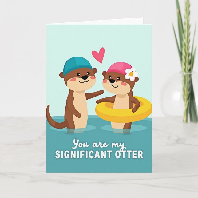 Otters In Love Greeting Card (Front)