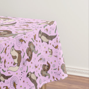 Otters in Pink Tablecloth