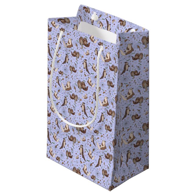 Otters in Purple Small Gift Bag (Front Angled)