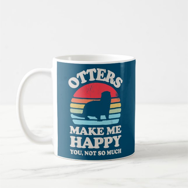 Otters Make Me Happy Sunset Retro for Men Women Coffee Mug (Left)