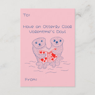 Otters Reading a Book Cute Valentine's Day Card