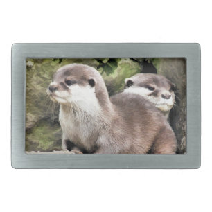 OTTERS RECTANGULAR BELT BUCKLE
