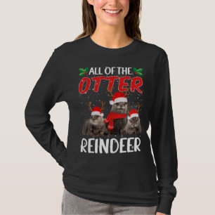 Otters Reindeer Deer Antler Funny Christmas Santa T-Shirt